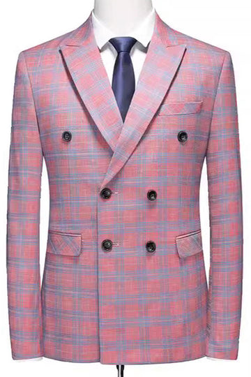 Pink Striped 2 Pieces Peaked lapel Men's Prom Suits